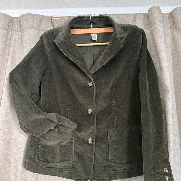 L.L. Bean Olive Corduroy Blazer Jacket • Size 14R - Picture 3 of 4